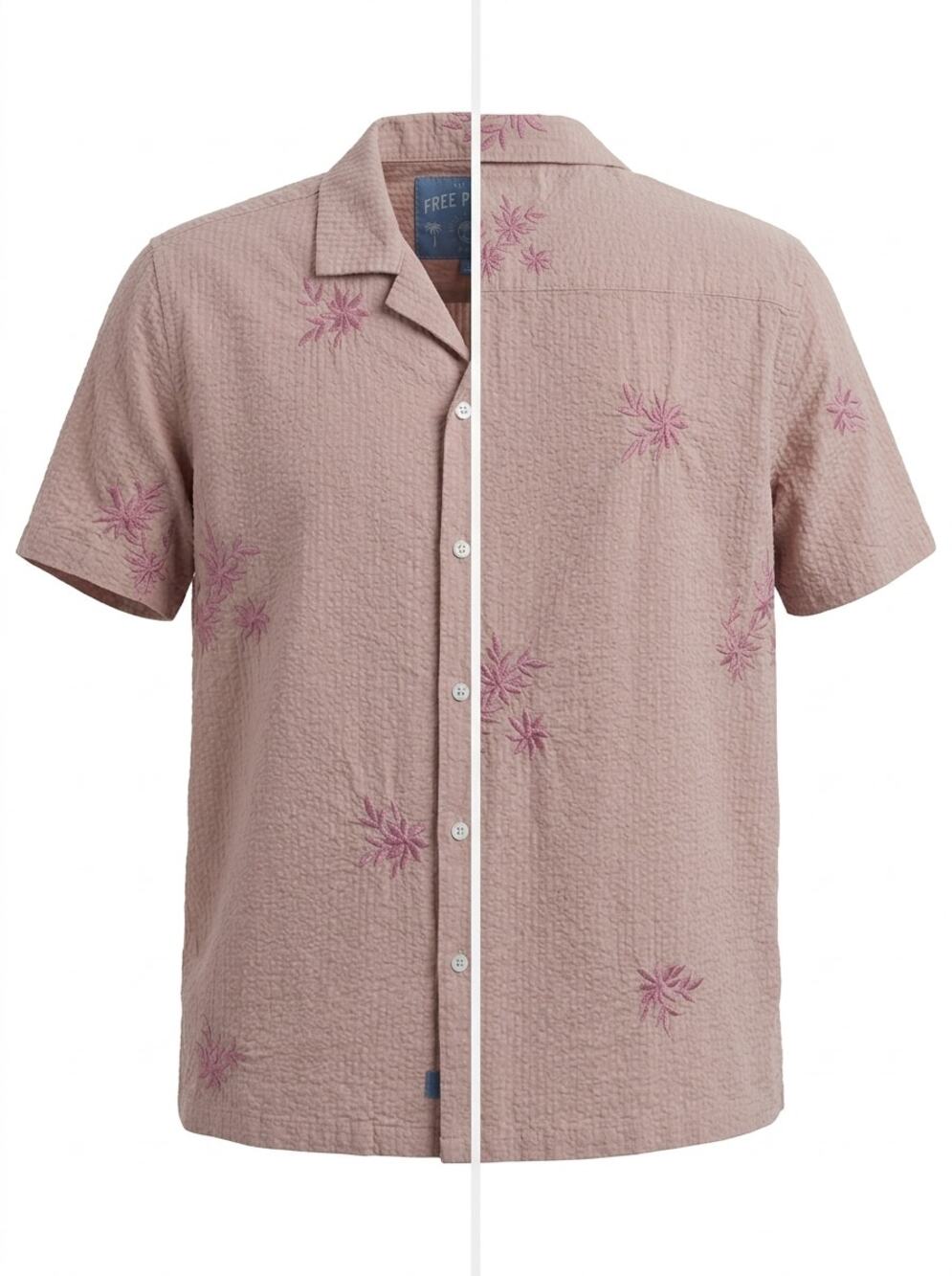 NWT Free Planet Pink Floral Embroidered Button-Up Shirt Men Size S